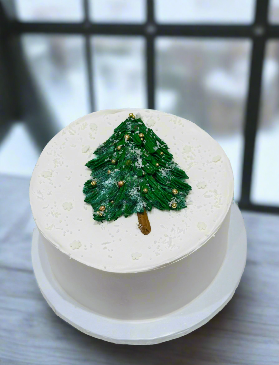 Christmas Tree Snowy Cake