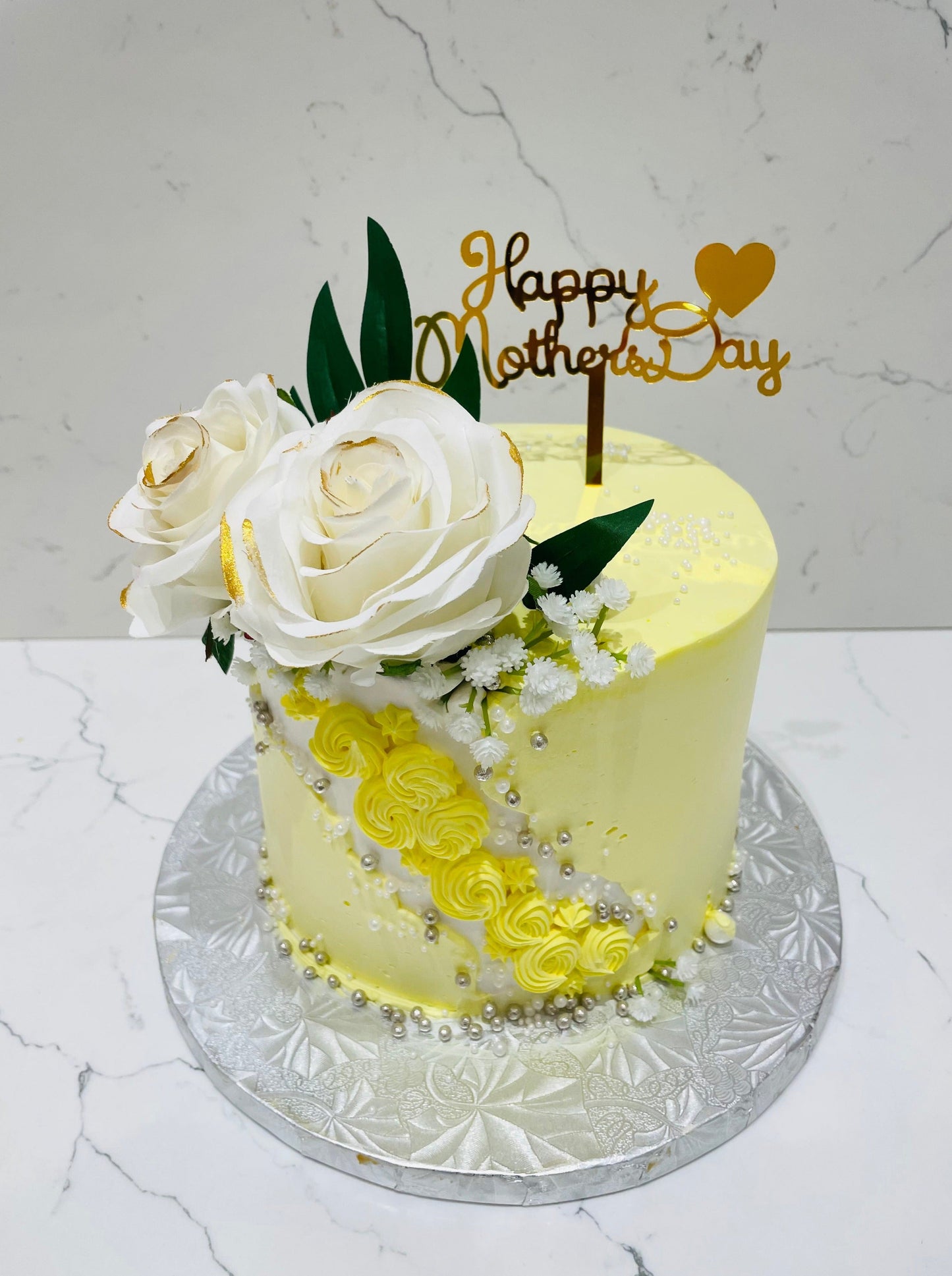 Yellow & White Mother's Day Cake