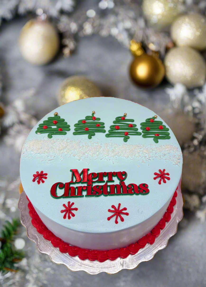 Blue & Red Christmas Cake