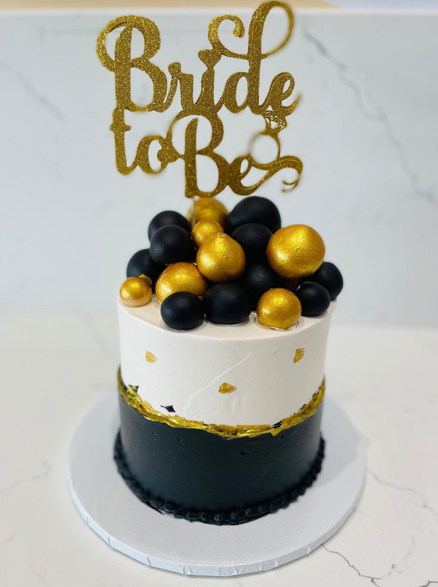 Black & Gold Bride To Be Cake