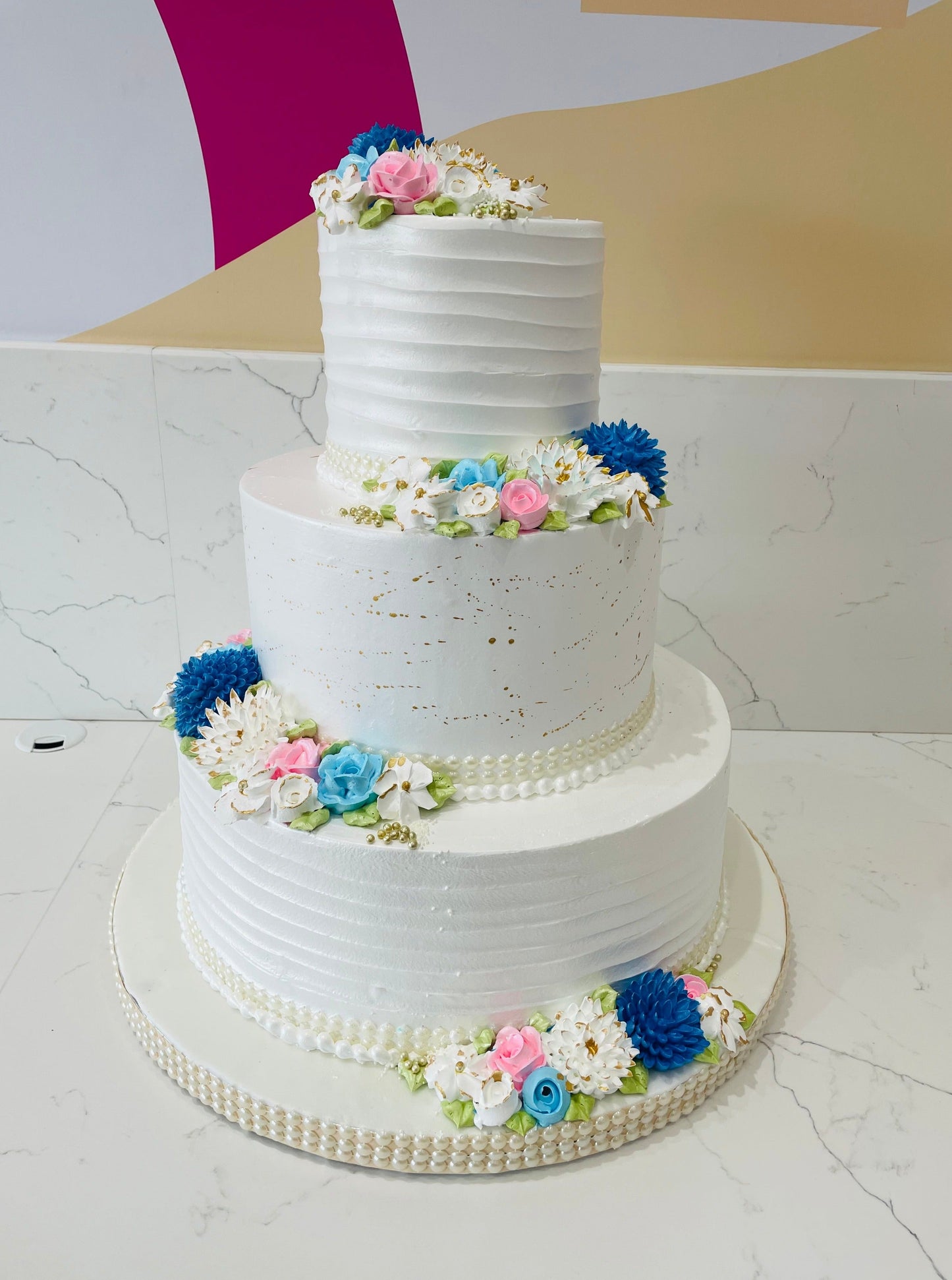 Floral Wedding Cream Cake