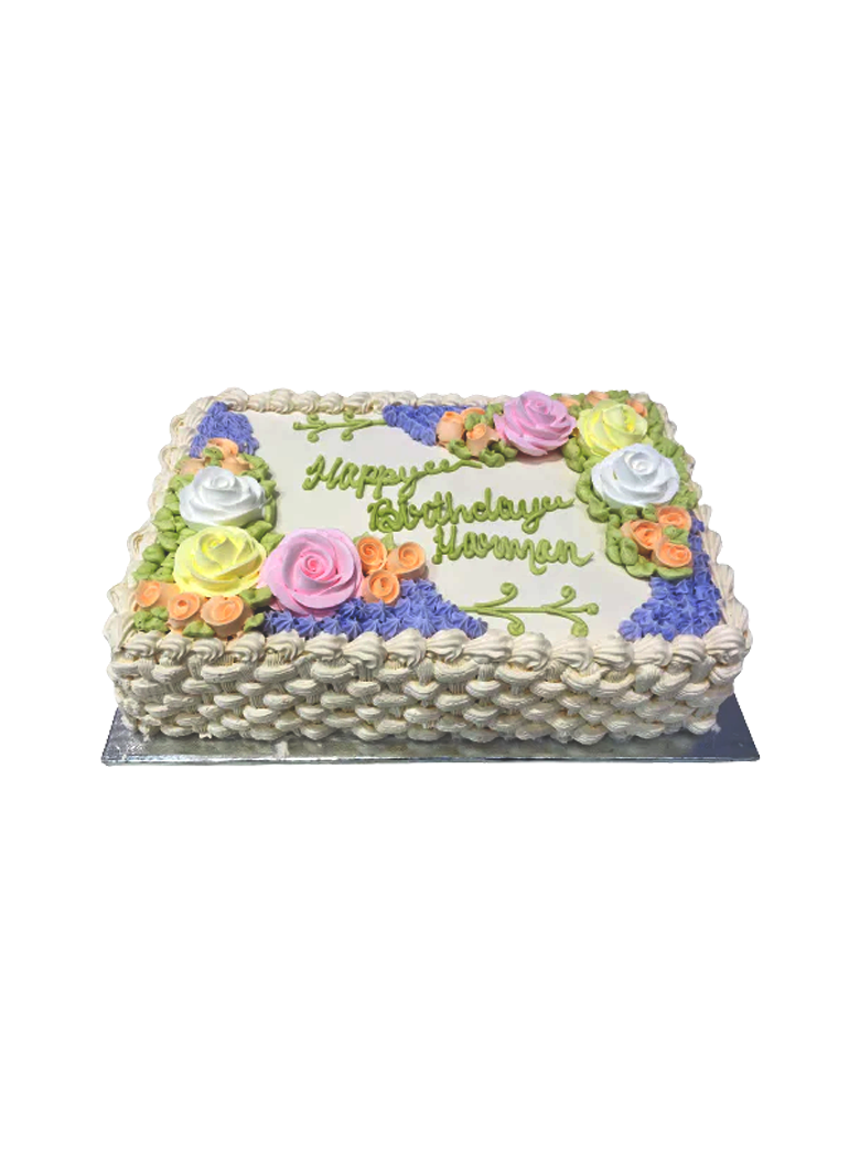 Ivory Basket Floral Cake