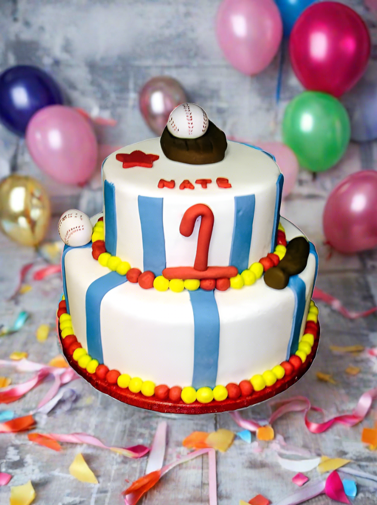 Nate Baseball Tiered Cake