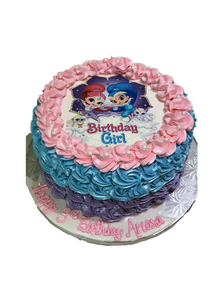 Shimmer & Shine Rosette Photo Cake