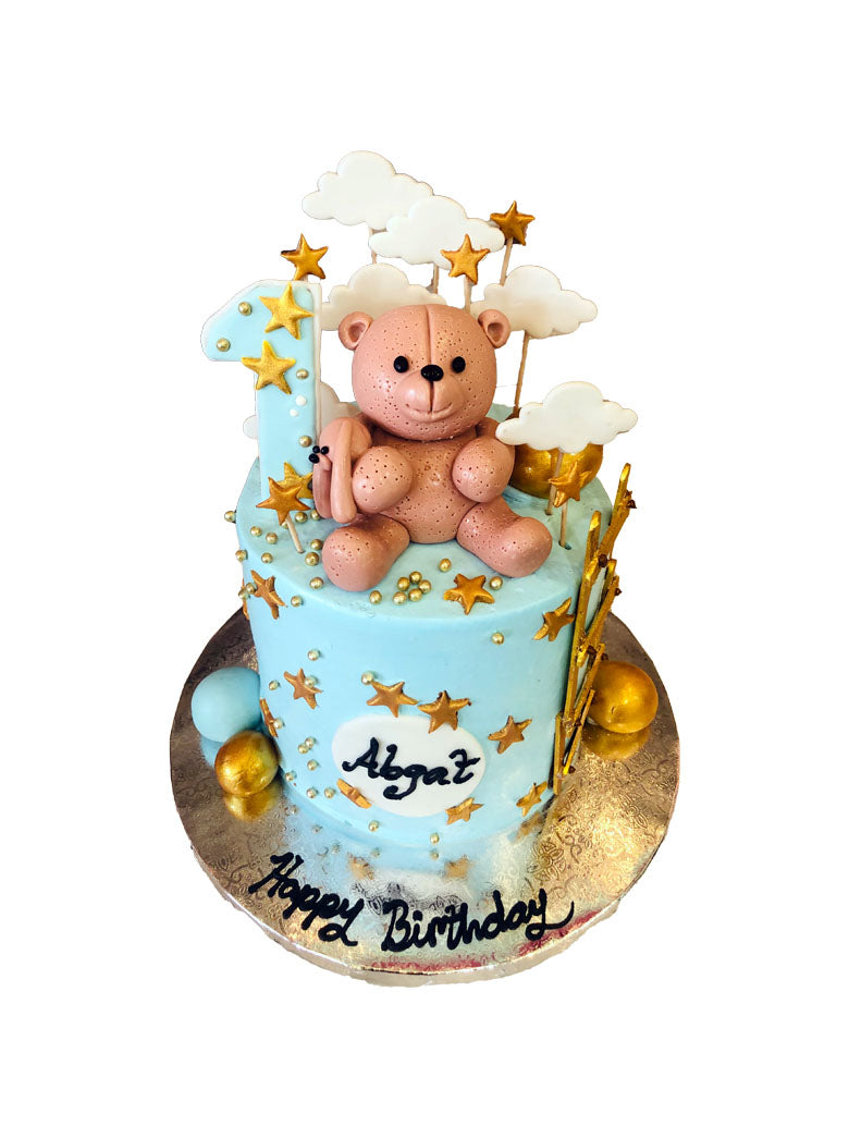 Teddy Bear Fondant Birthday Cake