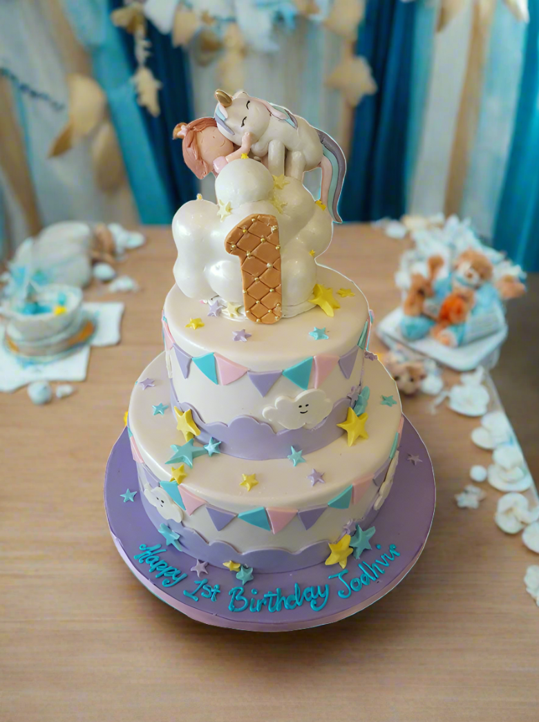 Unicorn Fondant Tiered Cake