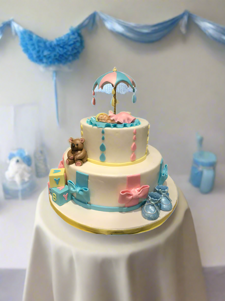 Umbrella Baby Shower Cake