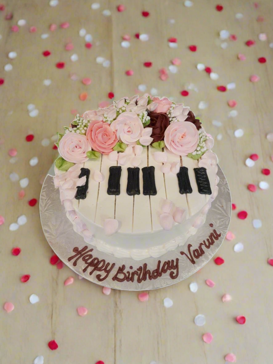 Piano Flower Birthday Cake