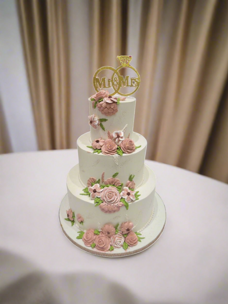 Ivory Floral Wedding Cake