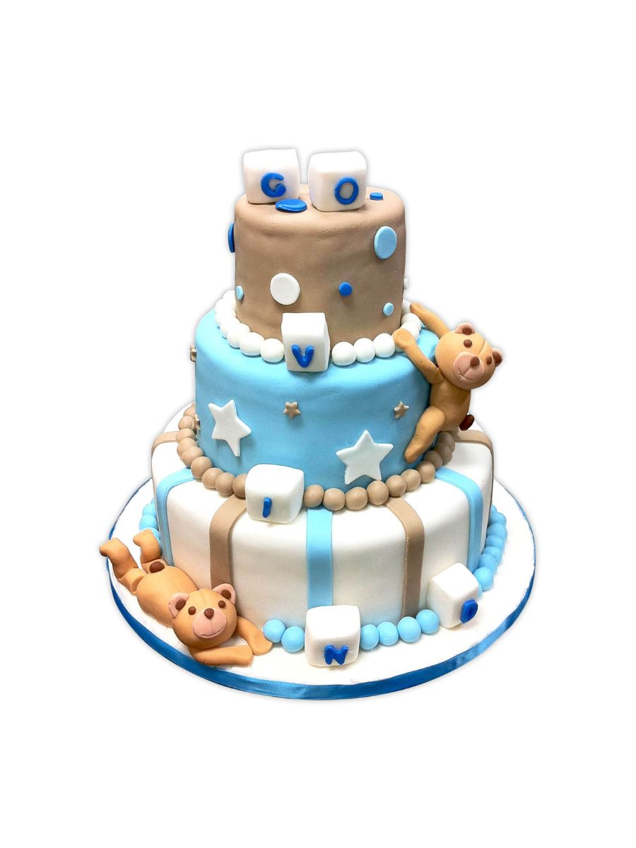 Brown Baby Bear Shower Tiered Cake
