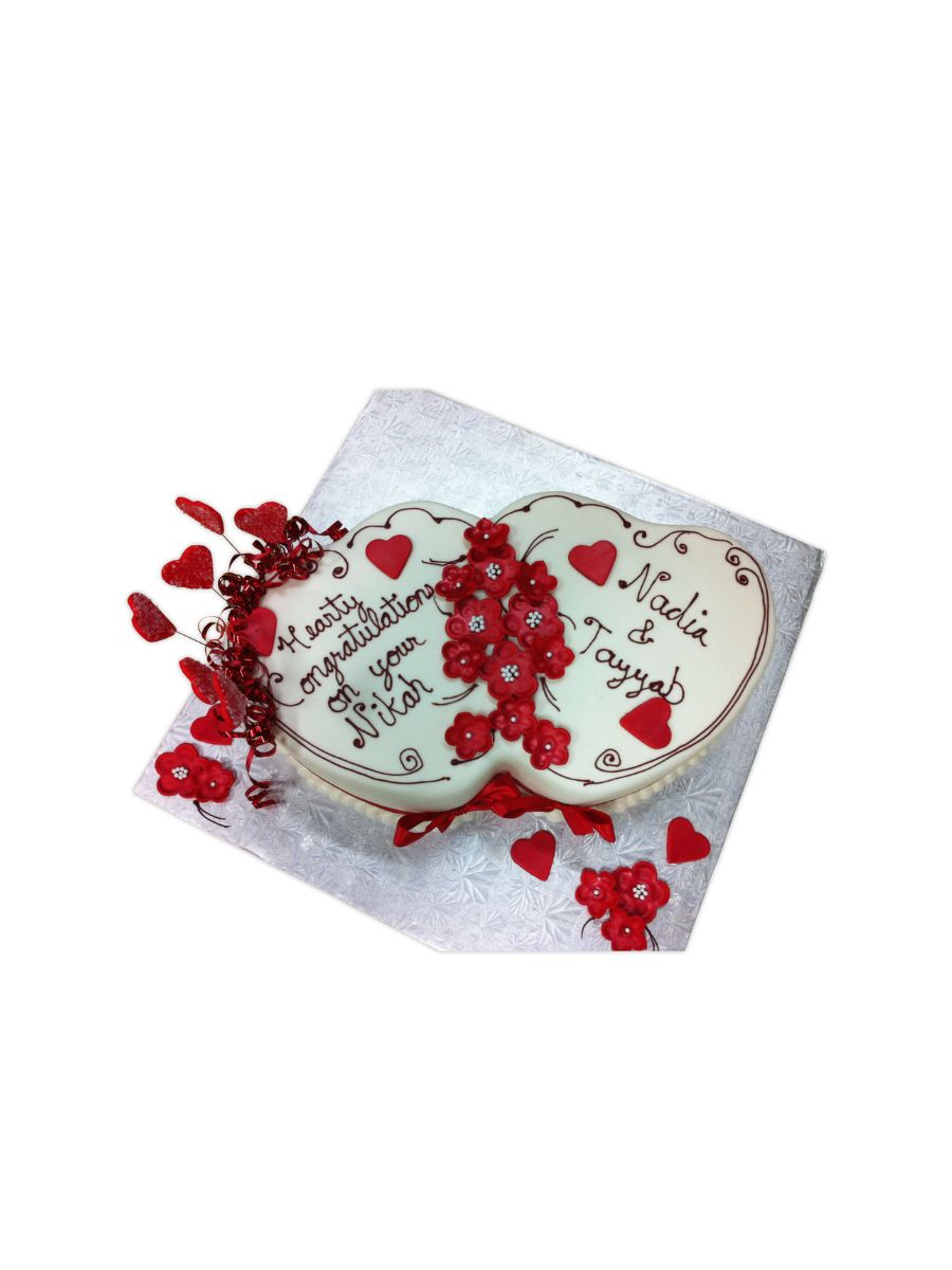 Nadia & Tayyab Double Heart Cake
