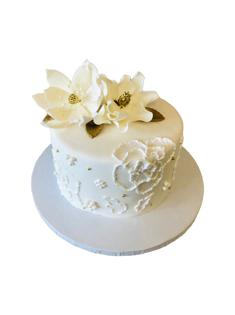 White Fondant Birthday Cake