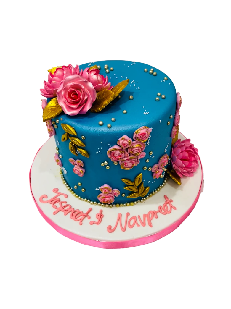 Blue & Pink Bridal Shower Cake