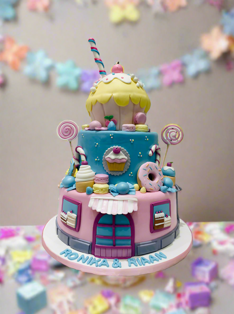Candyland Fondant Tiered Cake
