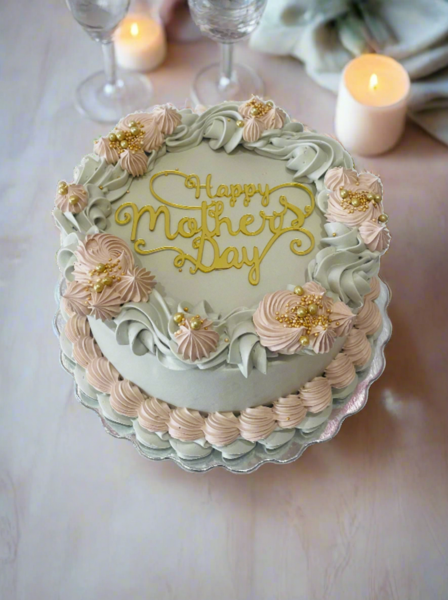 Beige & Gold Mother's Day Cake