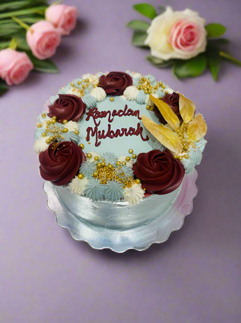 Sage Green & Maroon Cream Cake