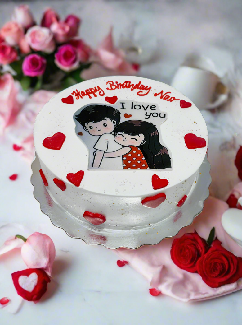Couple Cream Photo Cake