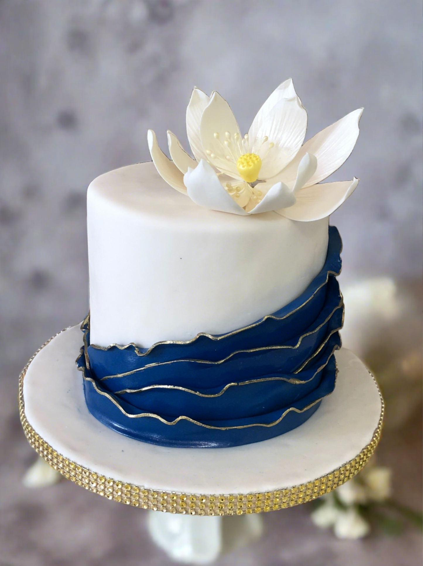 Blue Ruffle Fondant Cake