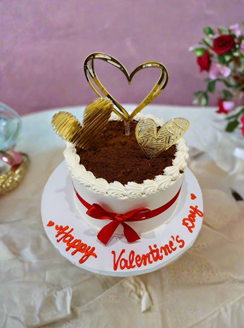 Golden Heart Valentines Cake