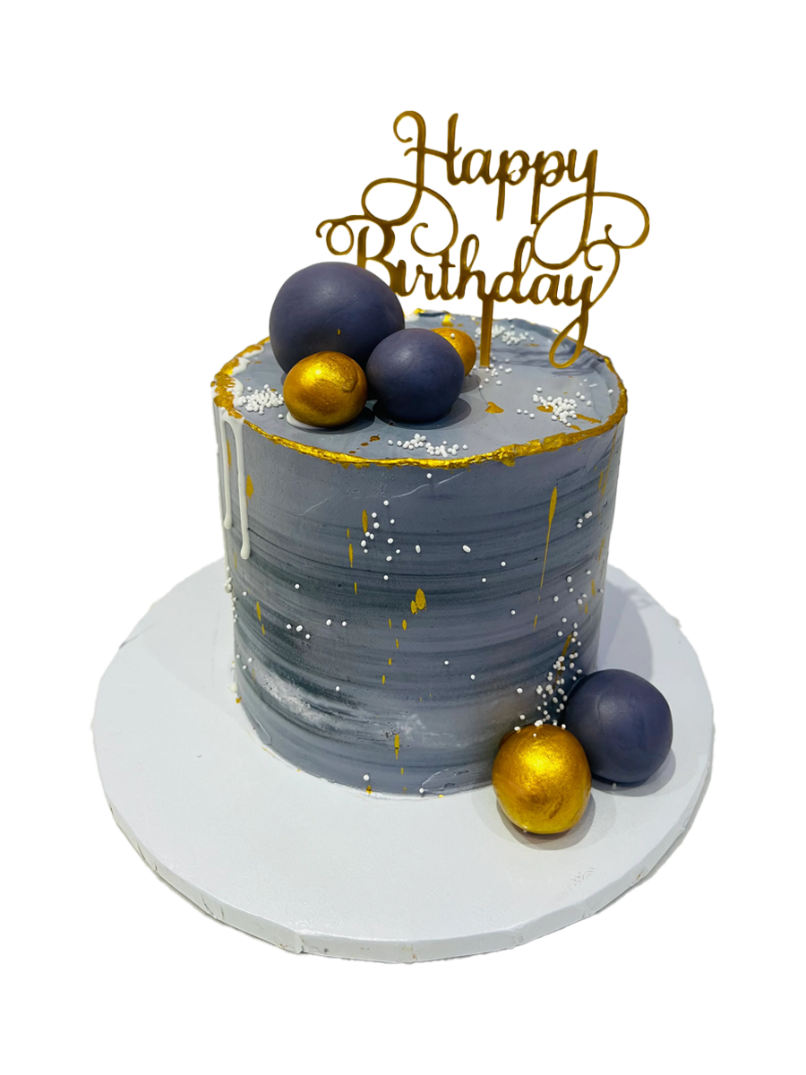 Grey Gold Birthday Cake
