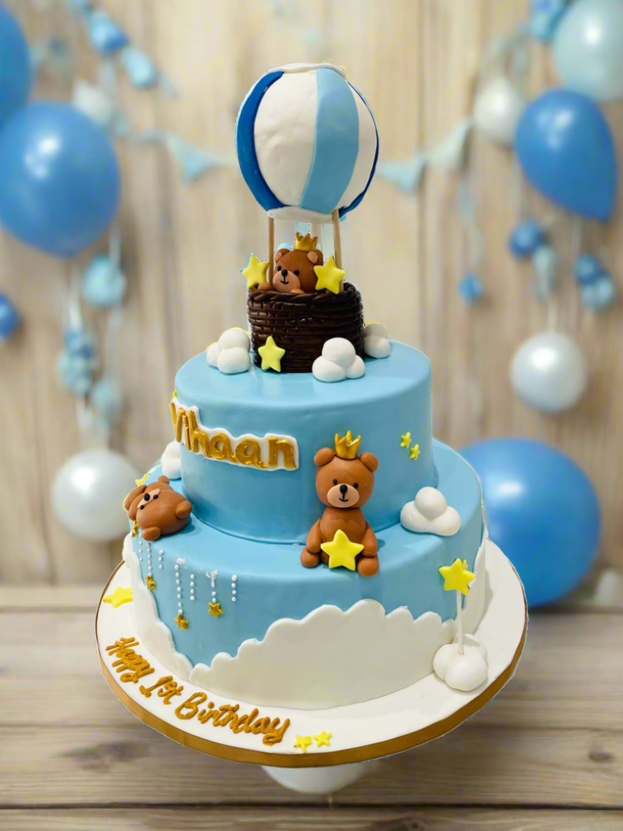 Hot Air Balloon Tiered Fondant Cake