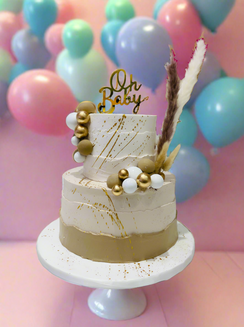 Ivory & Beige Boho Baby Shower Cake