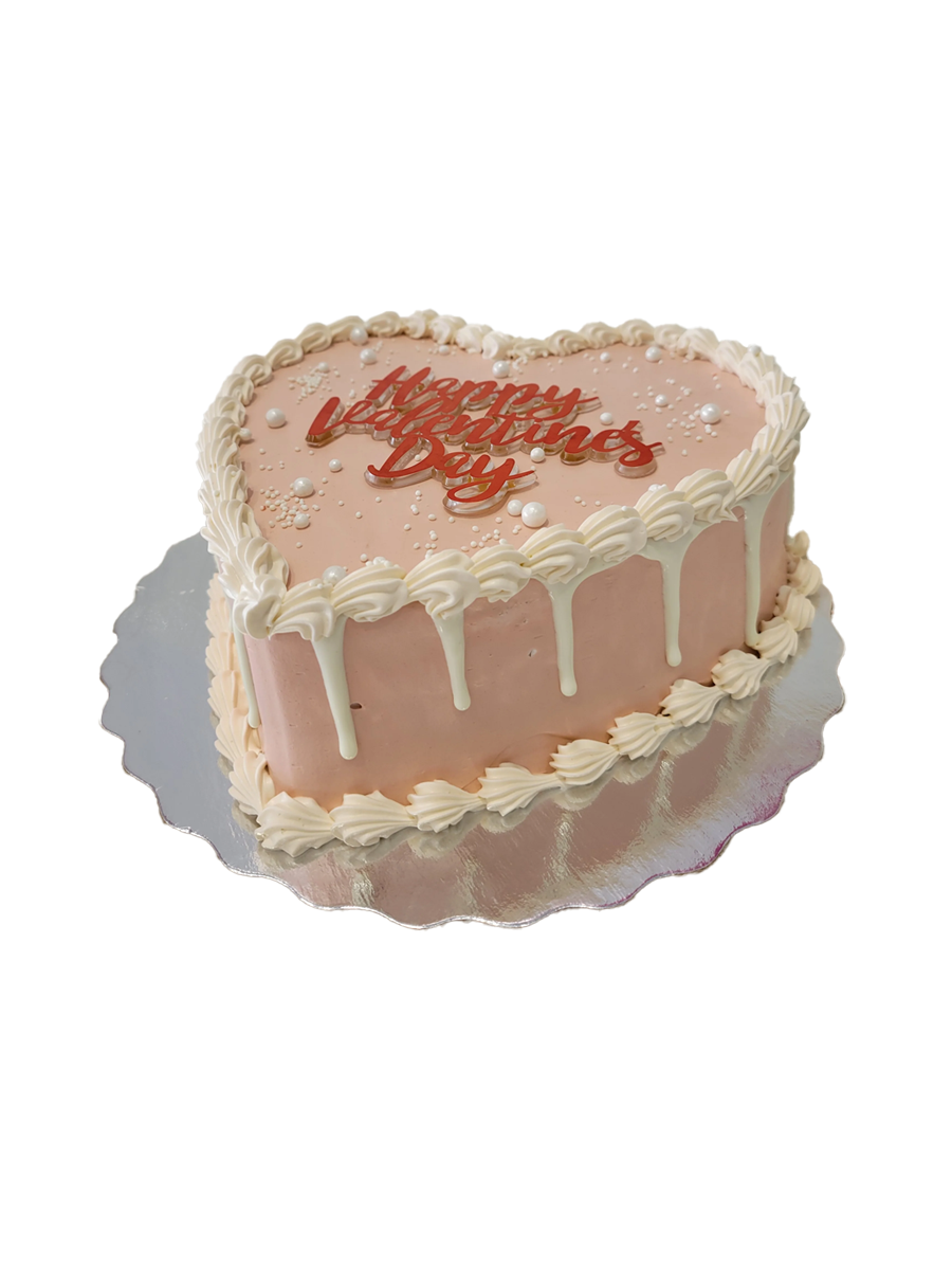 Ivory Drizzle Heart Cake