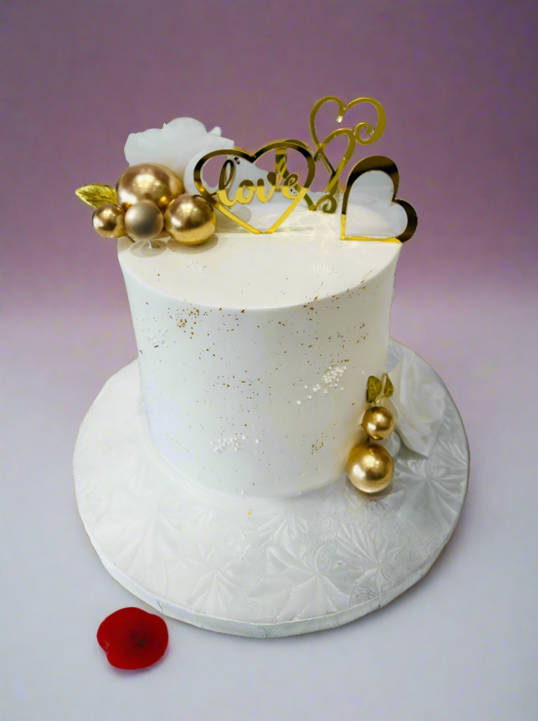 Ivory & Gold Love Cream Cake