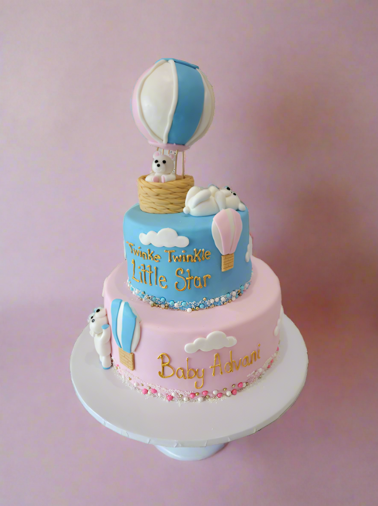 Teddy Bear Hot Air Balloon Fondant Cake