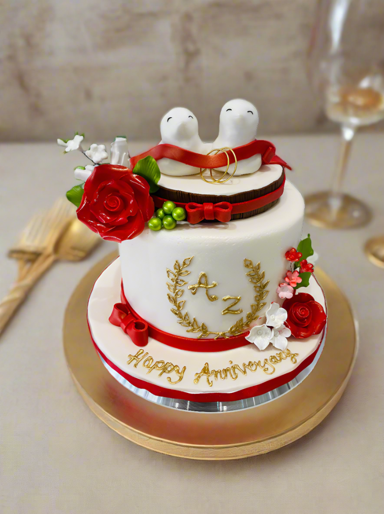 Romantic Love Birds Cake