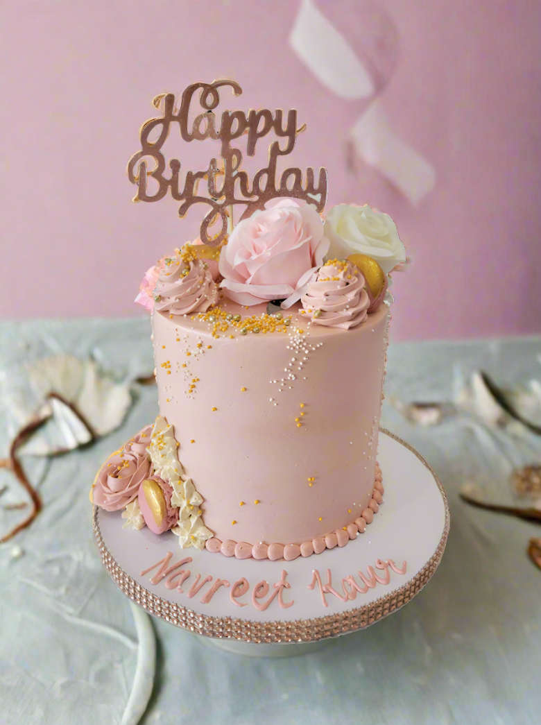 Navreet Rose Gold Birthday Cake