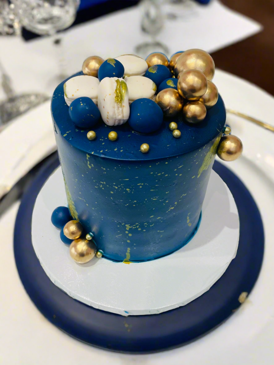 Nick Blue And Gold Birthday Cake