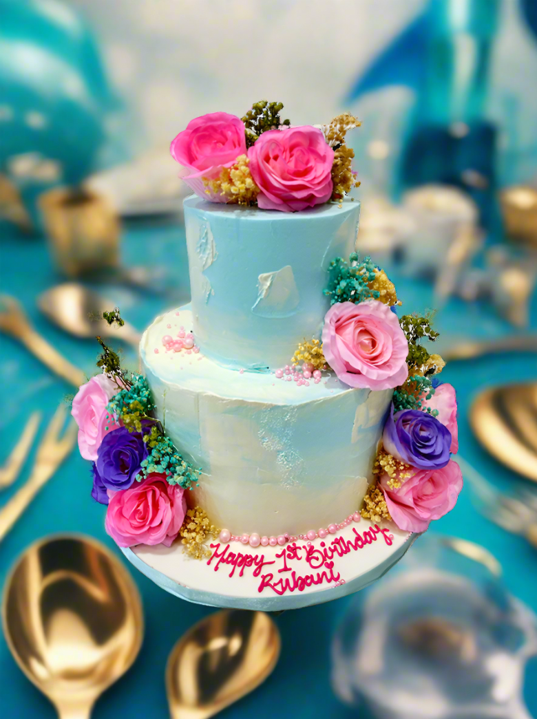Pastel Tiered Birthday Cake