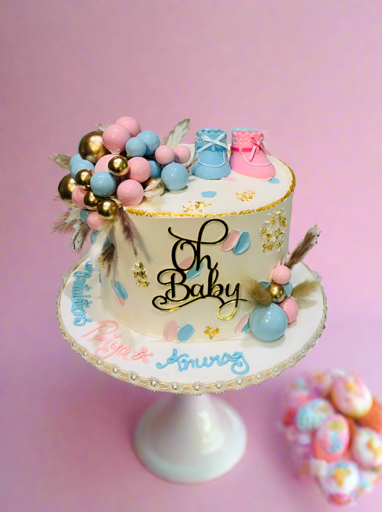 Pink & Blue Oh Baby Cream Cake