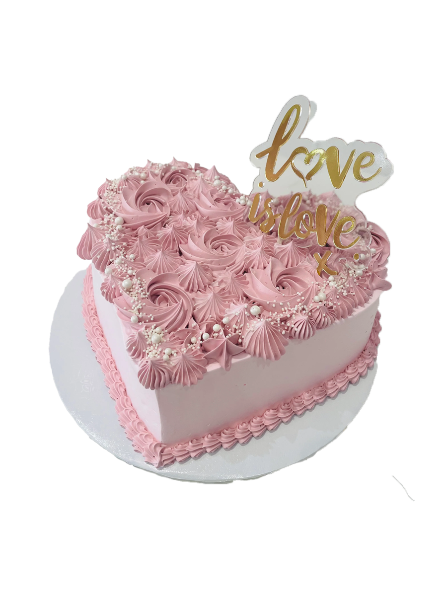 Pink Heart Rosette Cake