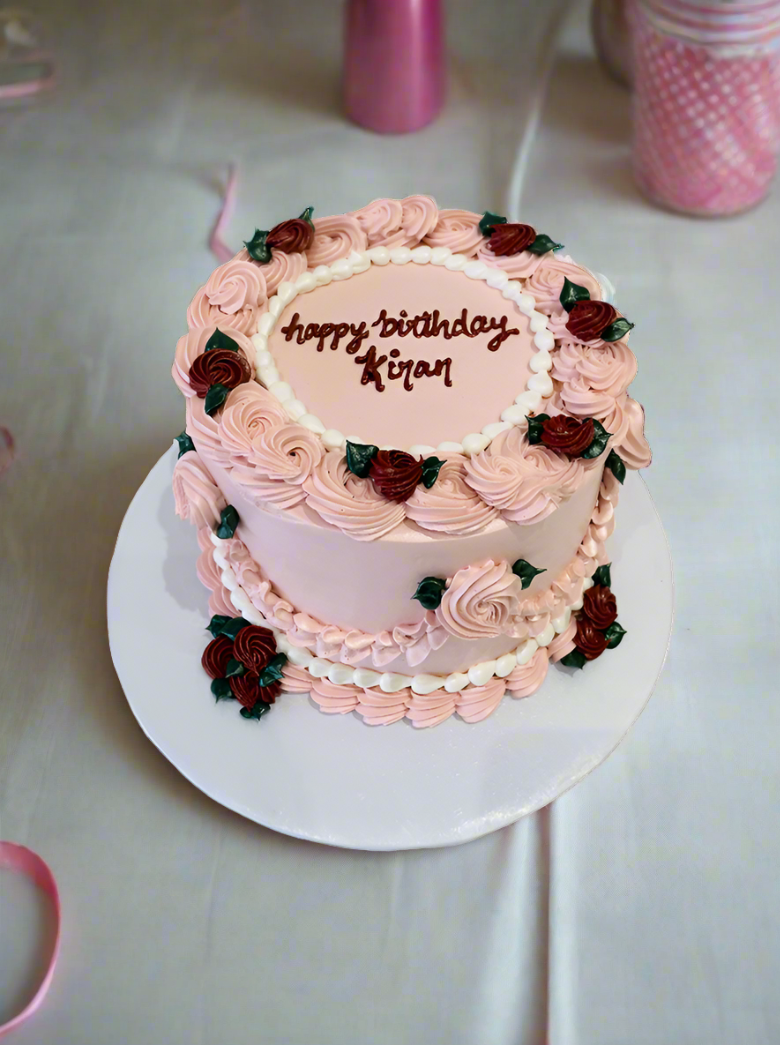 Pink & Wine Floral Cake