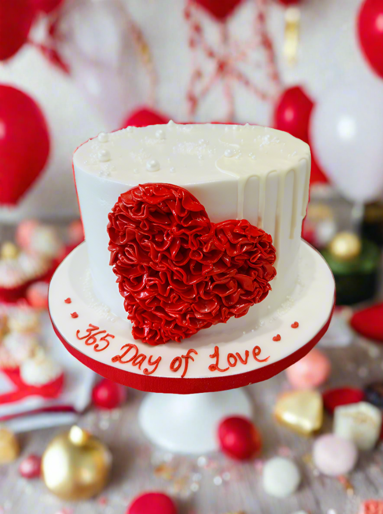 Red Heart Fondant Cake