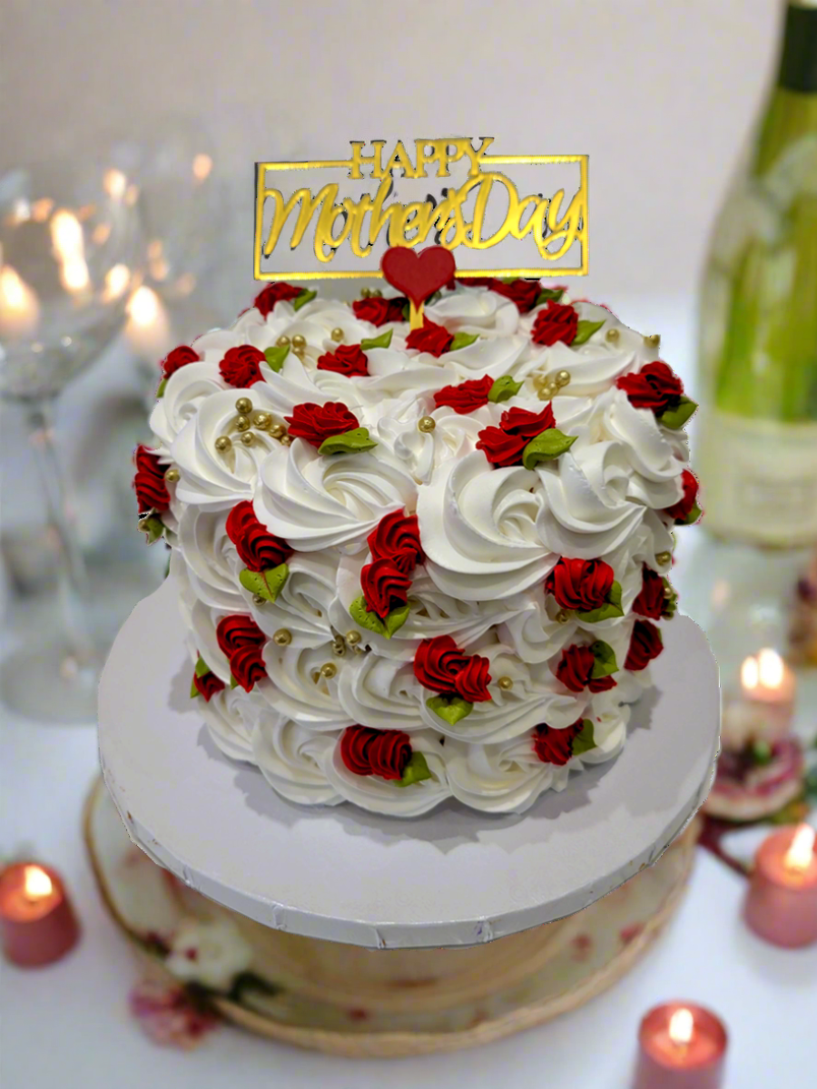Red & White Rosette Mother's Day Cake
