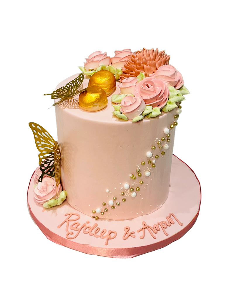 Rose Gold Butterfly Birthday Cake