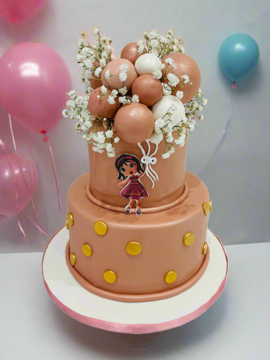 Rust Balloon Fondant Tiered Cake