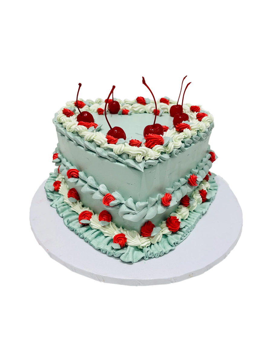 Sage Green Vintage Heart Cake