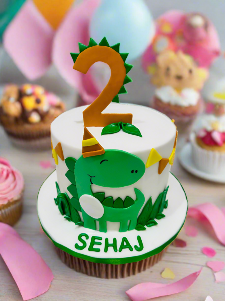 Sehaj Dinosaur Fondant Cake