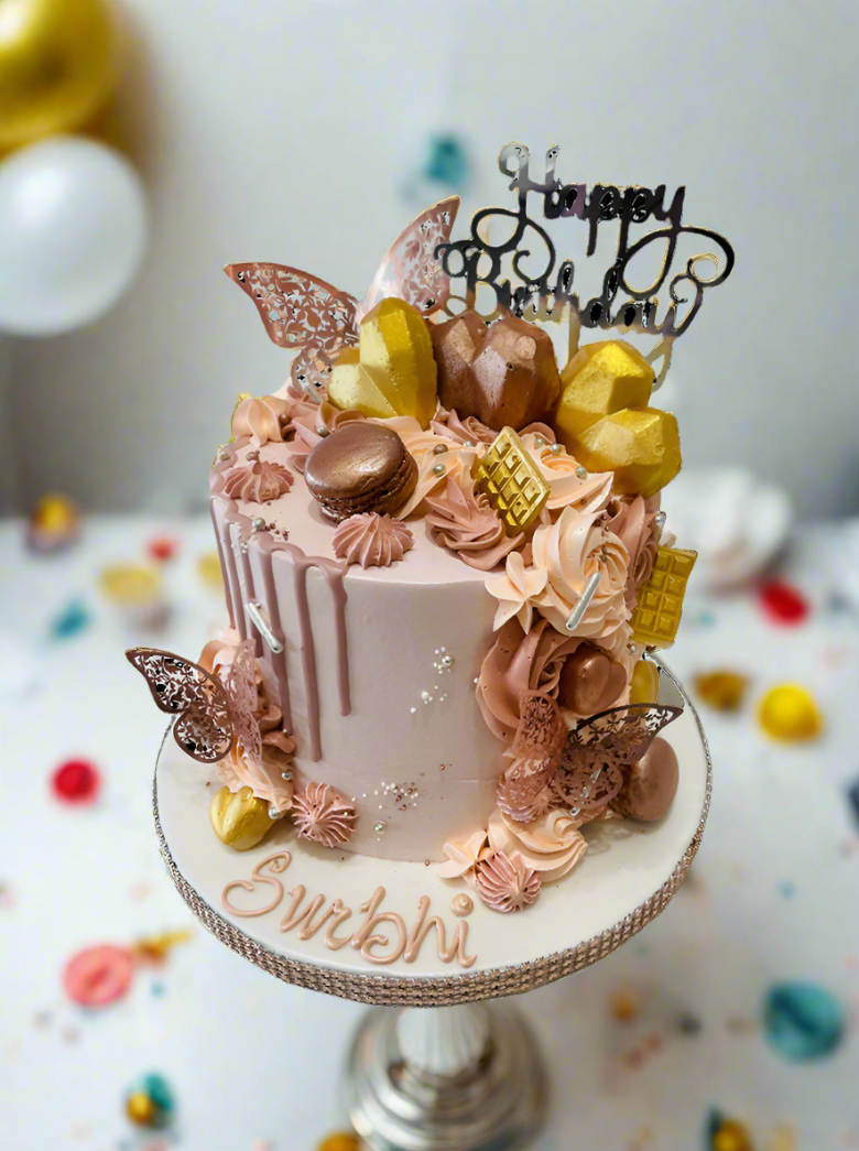 Surbhi Rosegold Butterfly Cream Cake