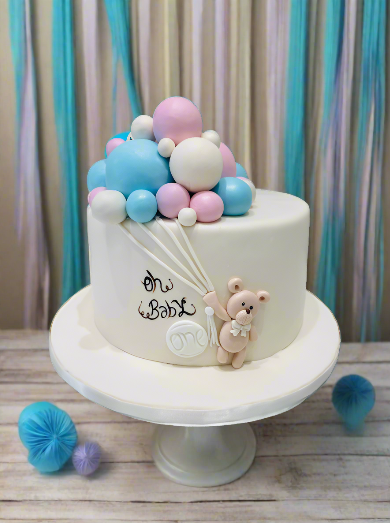 Teddy Balloon Fondant Cake