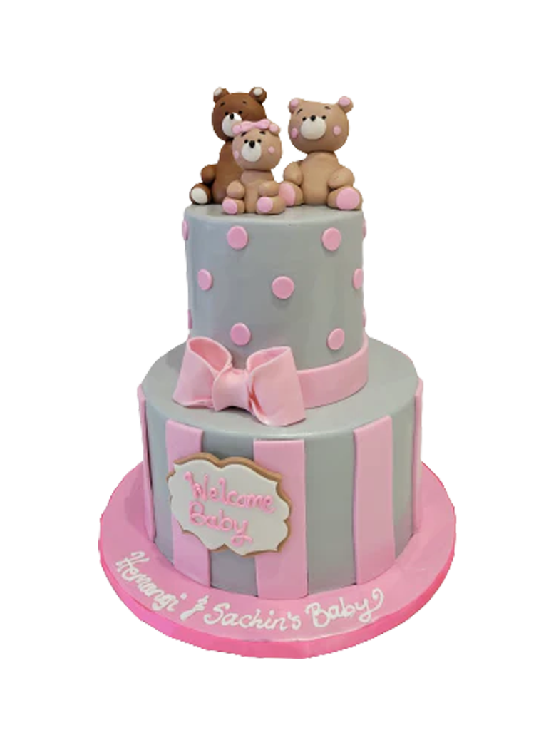 Teddy Bear Family Fondant Cake