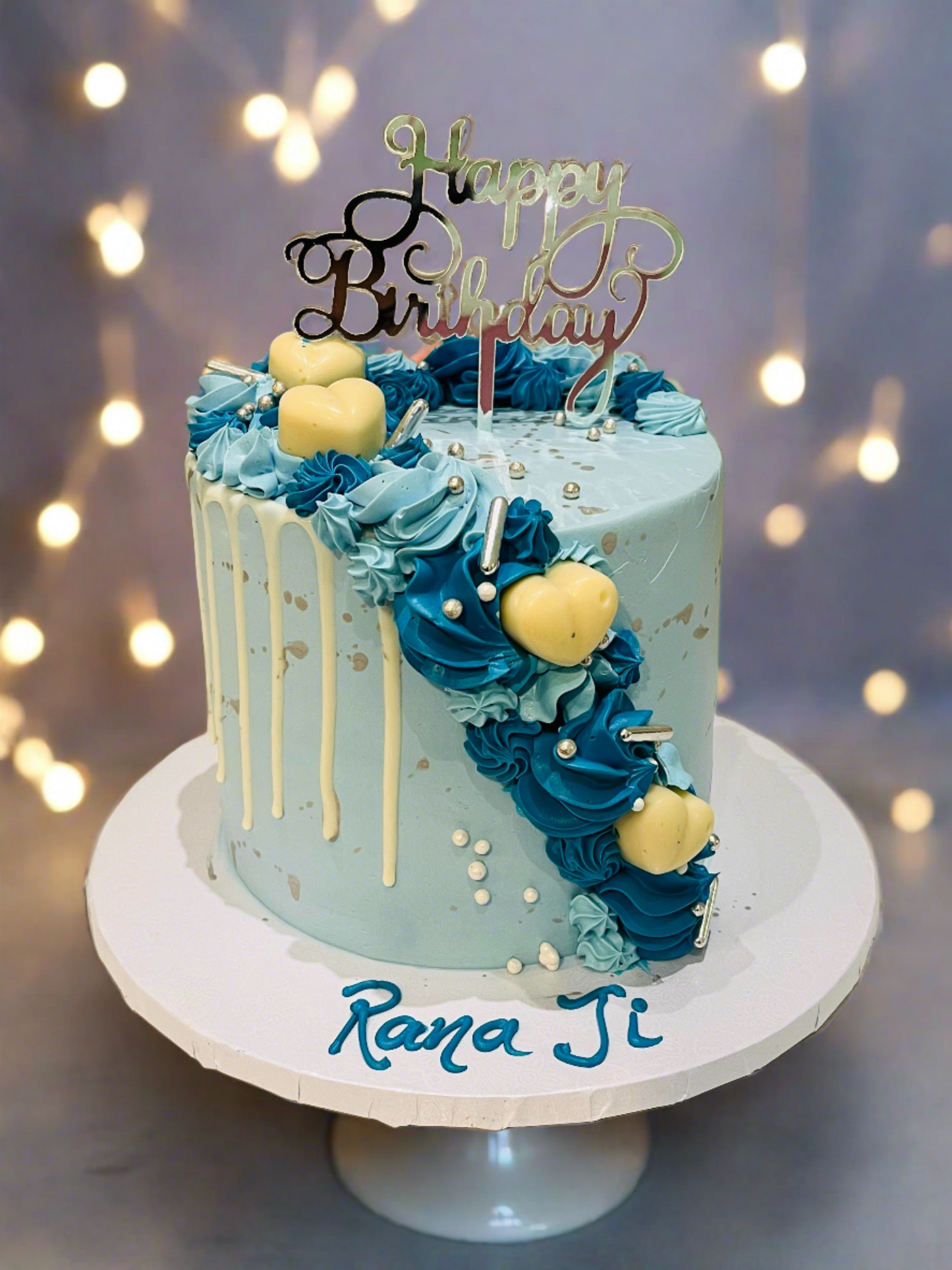 Aryan Dusty Blue Birthday Cake