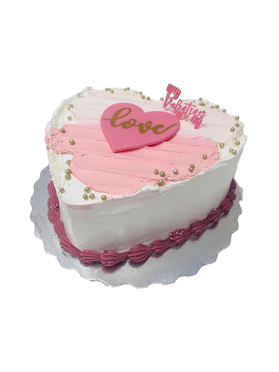 White & Pink Heart Cake