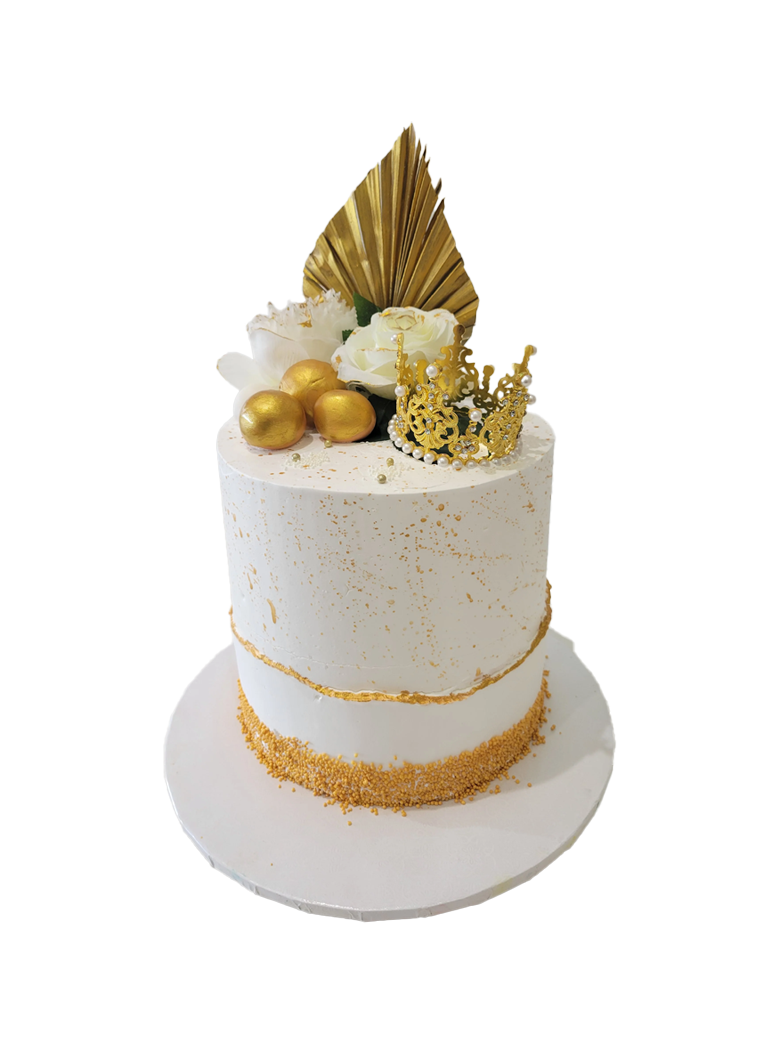 White & Gold Crown Cake