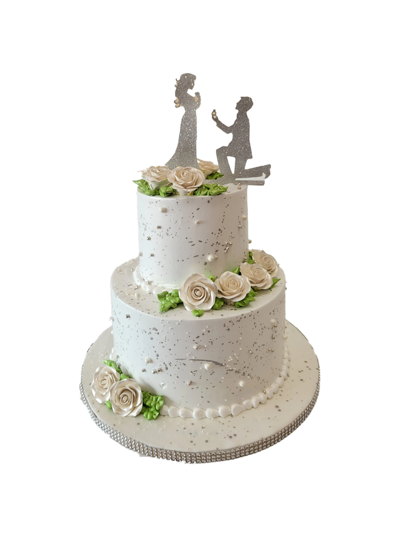 White Rose Engagement Cake