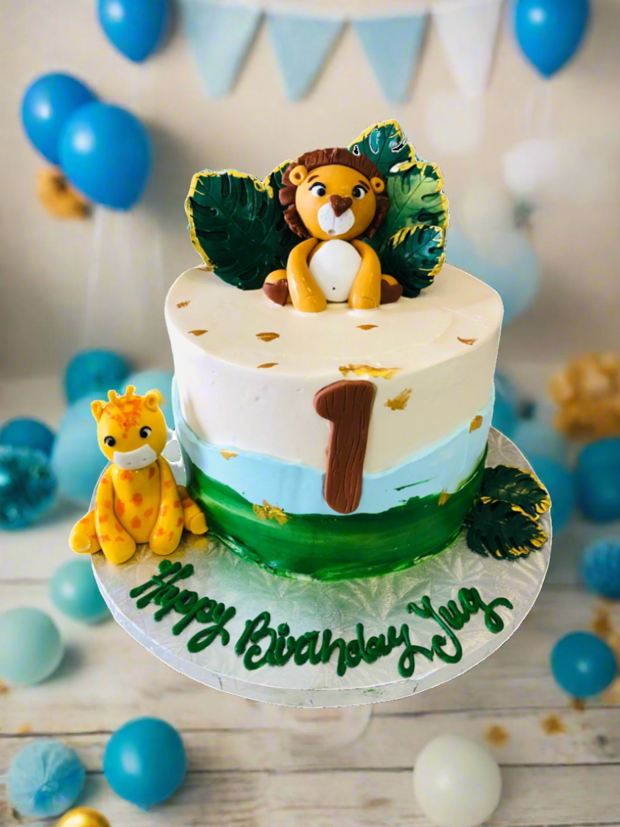 Yug Jungle Theme Cream Cake